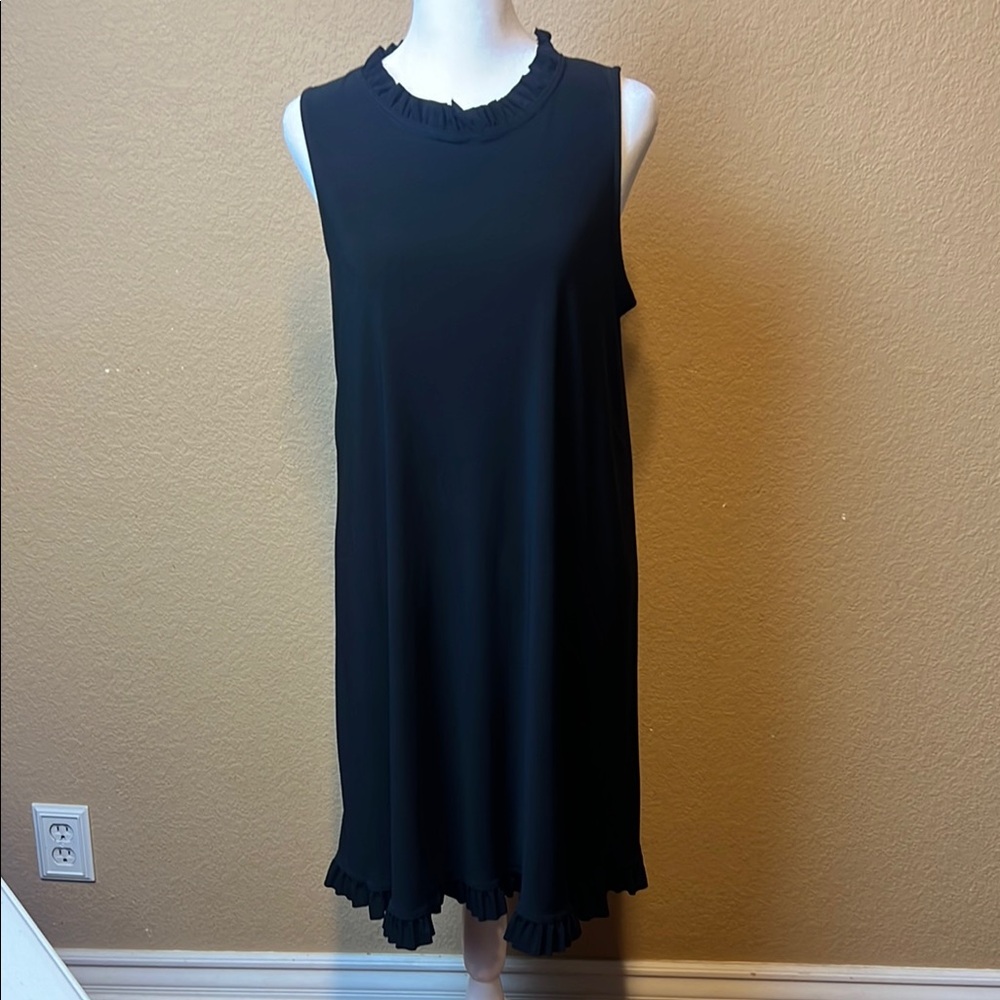 Black Sleeveless Ruffle Hem Dress M